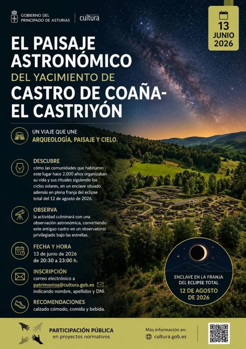 Evento astronómico en Castro de Coaña, 13 junio 2026.